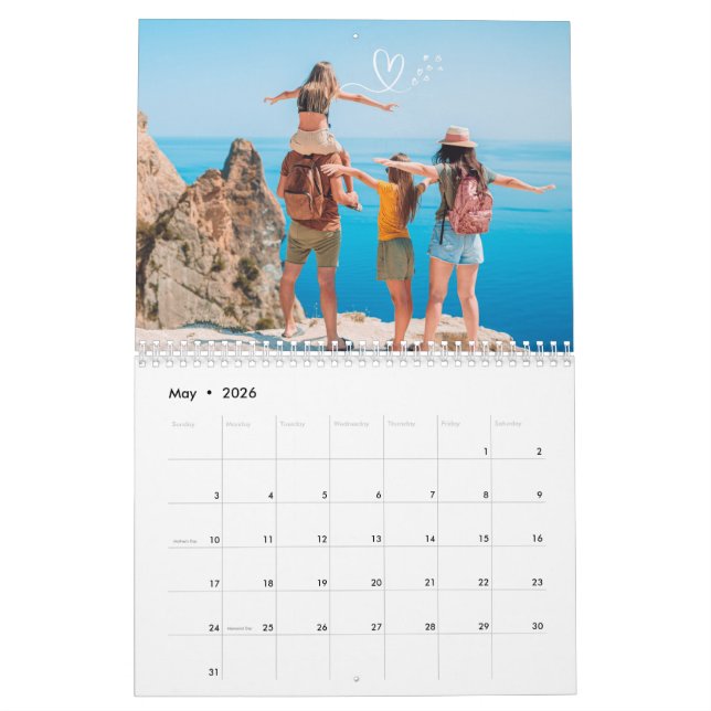 2024 Modern Custom Photo Create Your Own Family Calendar (May 2026)