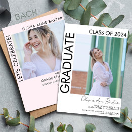 2024 Modern Minimal Photo Graduation Party Invitat Invitation