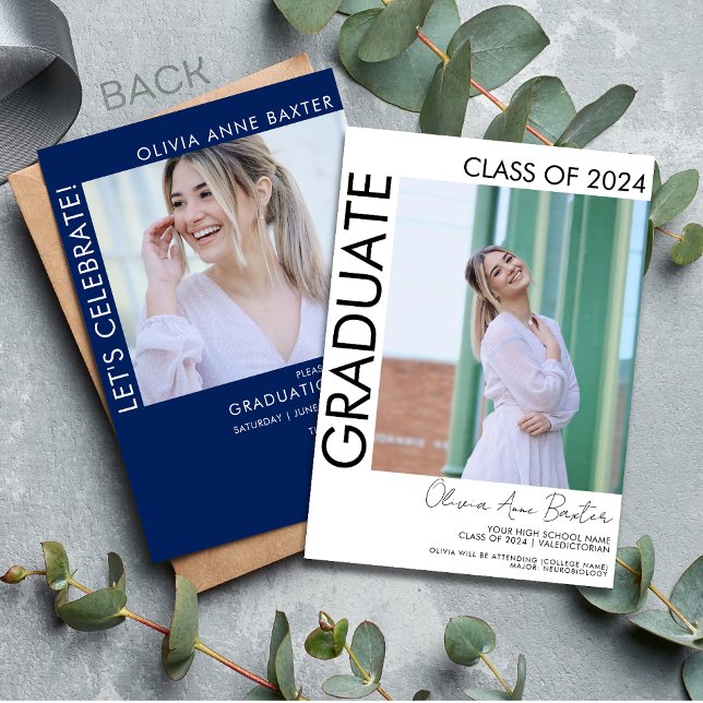 2024 Modern Minimal Photo Graduation Party Invitat Invitation (Creator Uploaded)