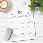 2024 Modern Minimalist Black and White Calendar Mouse Pad<br><div class="desc">2024 Modern Simple Black and White Calendar Mouse Pad featuring a simple,  minimalist year-at-a-glance calendar. This is a simple black and white,  but the colours are all customisable. Please contact us at cedarandstring@gmail.com if you need assistance with the design or matching products.</div>