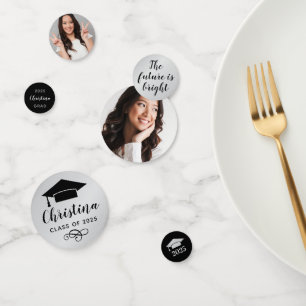 2024 Modern Silver Custom Photo Graduation Party Confetti