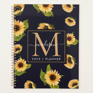 2024 Monogram Sunflower Weekly Monthly Non Dated Planner