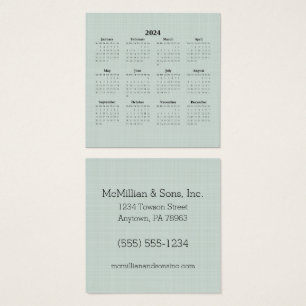 2024 Monthly Calendar Green Linen Custom Business 