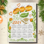 2024 Motivational Calendar Magnet Graduate Orange<br><div class="desc">Create a unique 2024 magnetic calendar that is personalised with a graduate's name and features a cute orange watercolor floral design with a hat and diploma and motivational saying.</div>