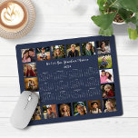 2024 Navy Blue Multiple Photo Collage Calendar Mouse Pad<br><div class="desc">2024 Navy Blue Multiple Photo Collage Calendar Mouse Pad featuring a simple, minimalist year-at-a-glance calendar and 18 of your favourite photos. This is a simple black and white, but the colours are all customisable. Makes a great gift for grandparents, parents, aunts, uncles, godparents, and more! Please contact us at cedarandstring@gmail.com...</div>