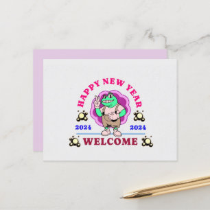 2024 NEW YEAR GREETING WISH POSTCARD