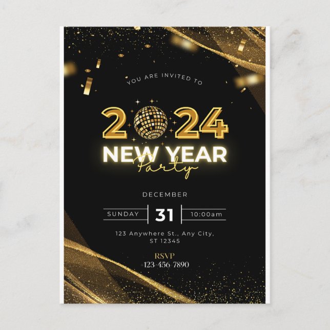 2024 New Year Party Invitation (Front)