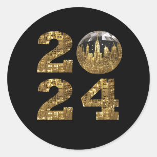 2024 New Years Eve Party-Ball-NYC Gold- Classic Round Sticker