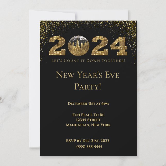 2024 New Year's Eve Party-Ball-NYC- Invitation (Front)
