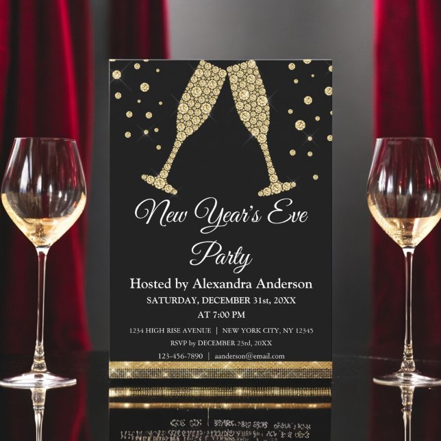 2024 New Year's Eve Party Champagne Glasses Invitation (Creator Uploaded)