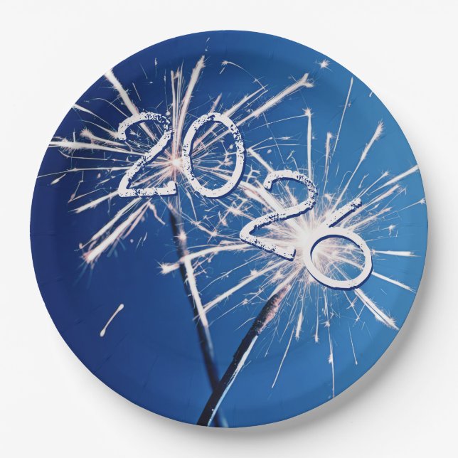 2024 New Years Sparklers Paper Plate (Front)
