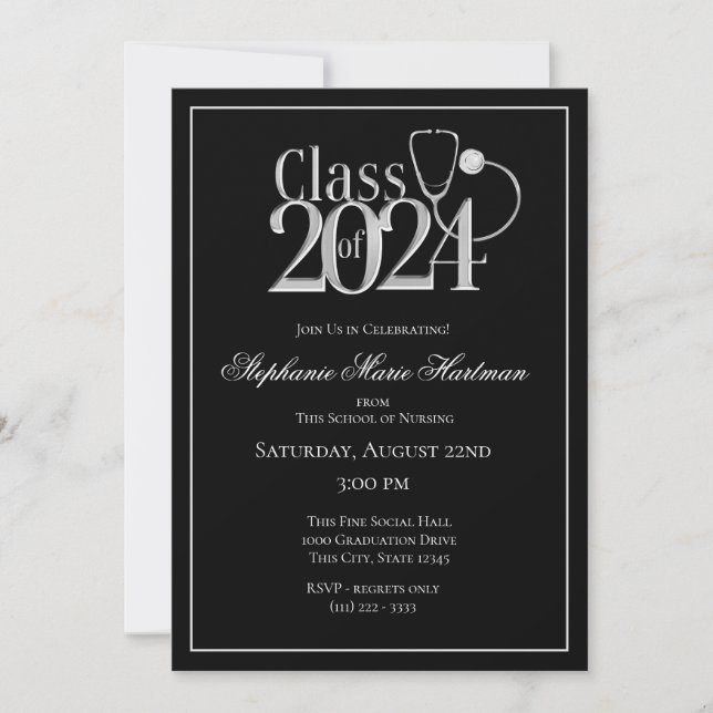 2024 Nursing Medical Field Graduation Invitation (Front)
