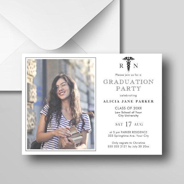 2024 Nursing school graduation modern photo Invitation (Creator Uploaded)