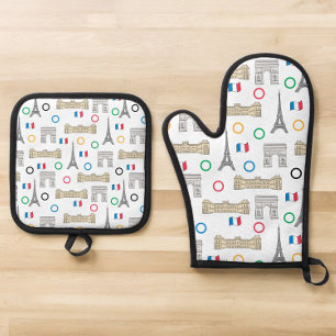 2024 Paris France Games Summer  Oven Mitt & Pot Holder Set