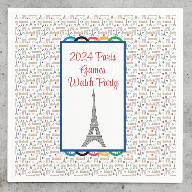 2024 Paris Games Summer Watch Party Rings Napkin (Creator Uploaded)