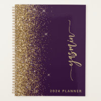 2024 Personalised Purple Gold Glitter