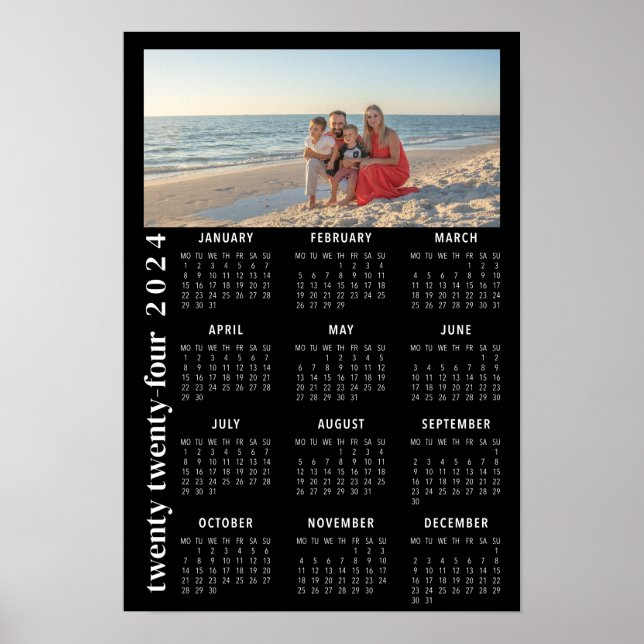 2024 Photo Calendar elegant black Poster (Front)