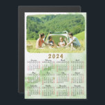 2024 Photo Calendar Magnet Green Marble<br><div class="desc">This modern 2024 magnetic calendar is easy to customise with a personal photo. Weekend days are in red to make it easier to plan each week. Months are in script font on this design. Pastel green watercolor marble background makes it cute and stylish. Click "Personalise this template" and change the...</div>