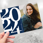 2024 Photo Graduation Party Navy Silver<br><div class="desc">Blue and silver foil graduation party invitations featuring an eye-catching class year layout, a photo of the grad, their name, school, and an easily personalised party invite template, these sleek and stylish invites will make your celebration a memorable one. In just a few minutes you can have a personalised invite...</div>