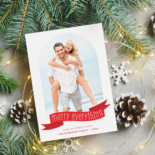 2024 PHOTO modern arch merry everything ribbon Announcement (Creator Uploaded)