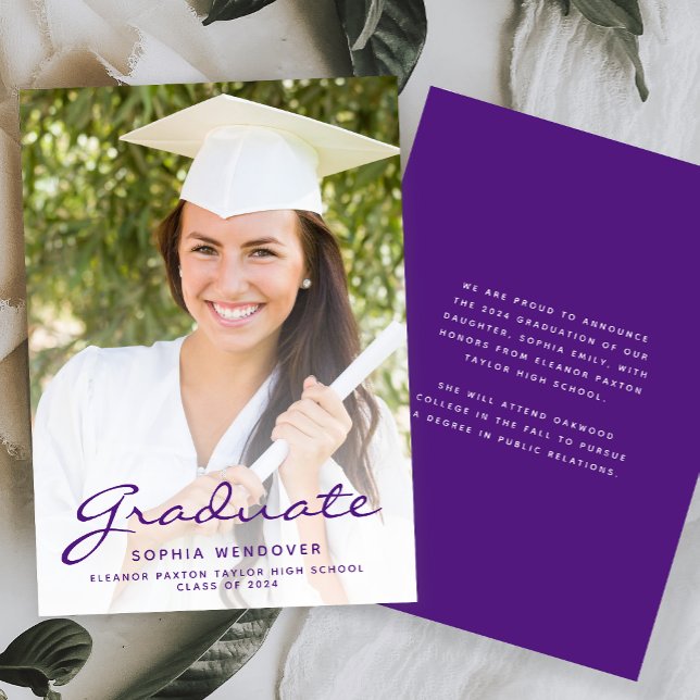 2024 Photo Purple Script Graduation Announcement (Creator Uploaded)