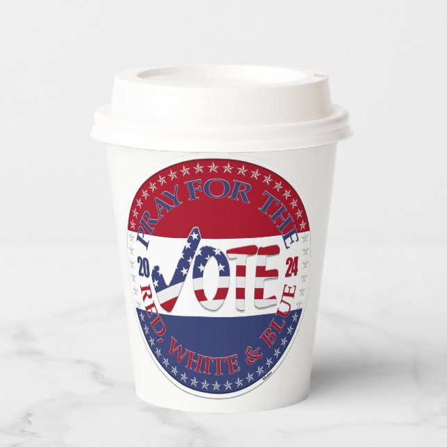 2024 Pray For The Red, White  Blue USA Check Mark Paper Cups (Front)