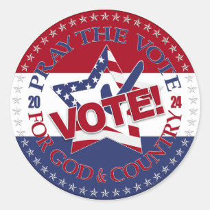 2024 Pray The Vote For God and Country VOTE! Star  Classic Round Sticker