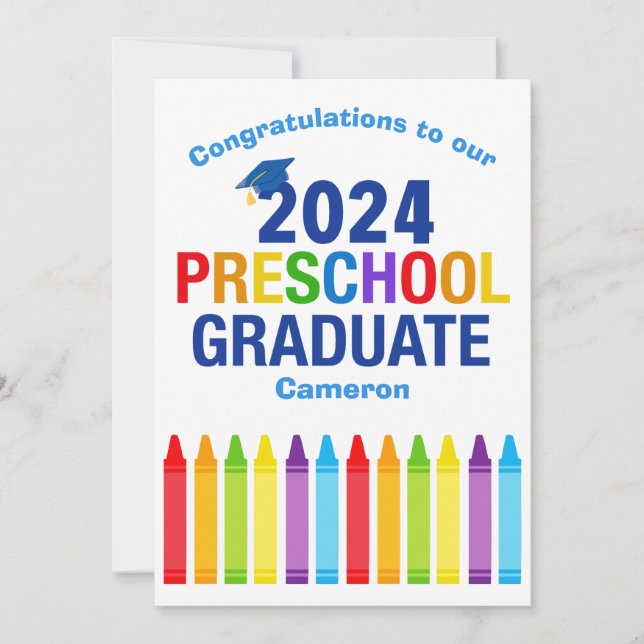 2024 Preschool Graduate Custom Cute Graduation Card (Front)