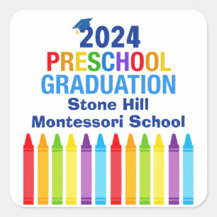 2024 Preschool Graduation Custom School Party Square Sticker