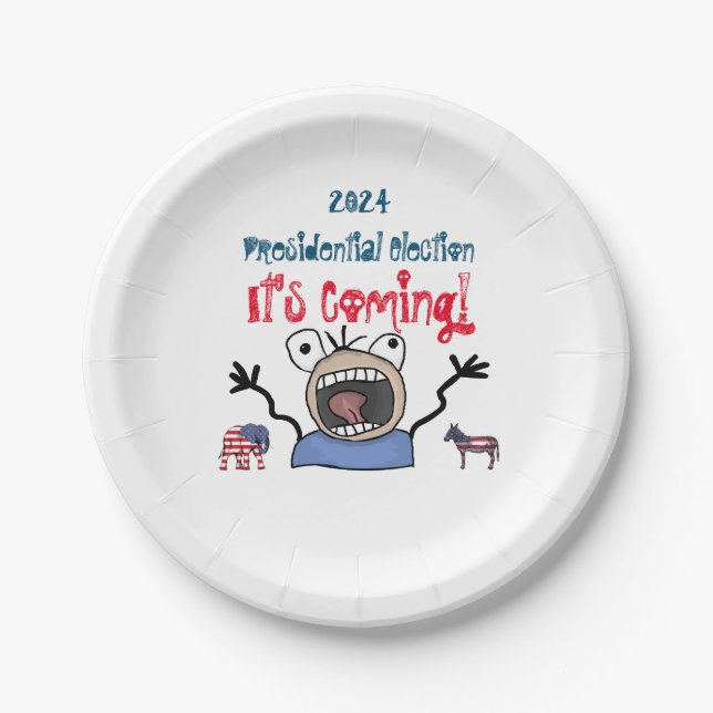 2024 Presidential Election, It's Coming! Paper Plate (Front)