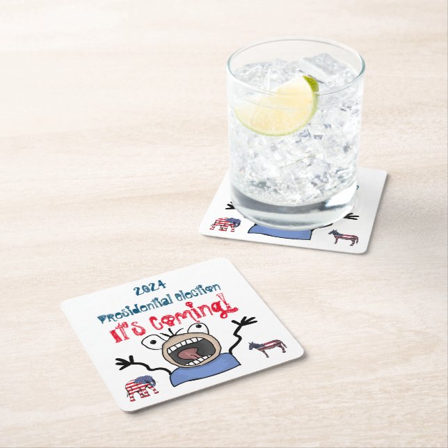 2024 Presidential Election, It's Coming! Square Paper Coaster (Insitu)