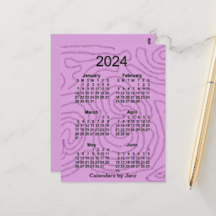 2024 Purple Maze 6 Month Mini Calendar by Janz Postcard
