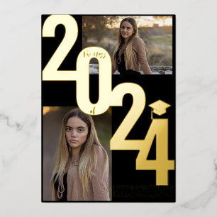 2024 Real Foil Gold Metallic Graduation Photo 