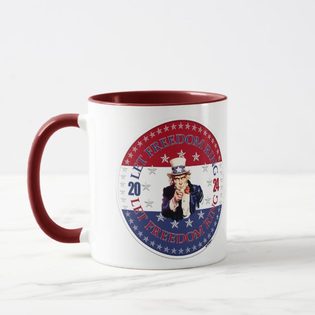 2024 Red and Blue Let Freedom Ring Uncle Sam Mug (Left)