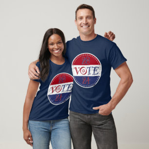 2024 Red and Blue VOTE Script T-Shirt