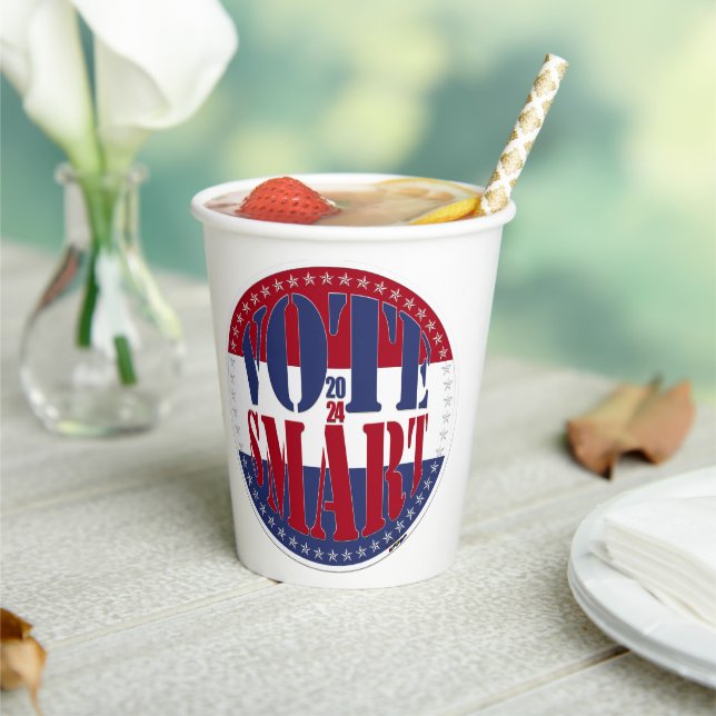2024 Red and Blue VOTE SMART 1 Paper Cups (Insitu)