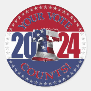 2024 Red and Blue Your Vote Counts Liberty Bell Classic Round Sticker