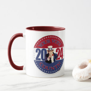 2024 Red and Blue Your Vote Counts Uncle Sam Mug