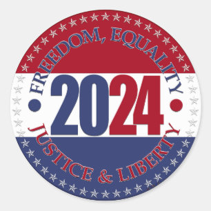 2024 Red Blue Freedom, Equality, Justice, Liberty Classic Round Sticker