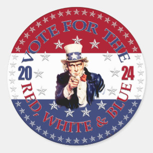 2024 Red Blue Vote for the Red White Blue Uncle S Classic Round Sticker