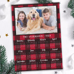 2024 Red Buffalo Plaid Photo Calendar Magnet Card<br><div class="desc">2024 Photo Calendar Cards - Send New Year Greetings or include in your Christmas cards, these 5x7 photo calendar cards are perfect as Christmas and New Year cards to family and friends. Perfect to highlight or circle special family dates, anniversaries, birthdays, and reunions. Personalise these full year photo calendar cards...</div>