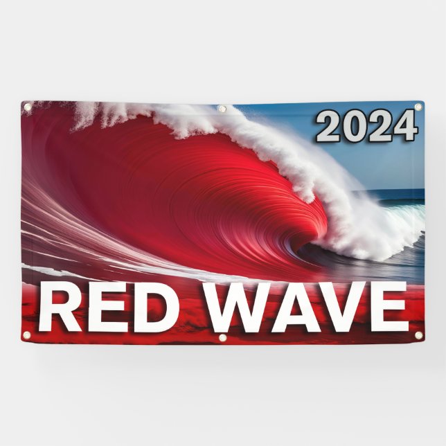 2024 RED WAVE - Eye-Catching Tsunami Ocean Wave Banner (Horizontal)