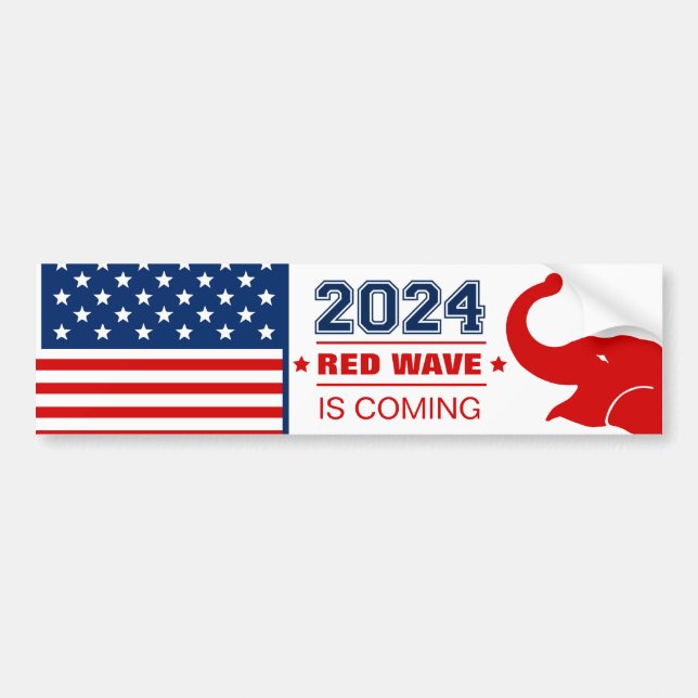 2024 RED WAVE IS COMING BUMPER STICKER (Front)