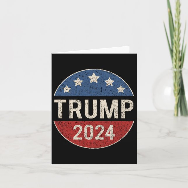 2024 Retro Campaign Button Re Elect President Trum Card (Front)