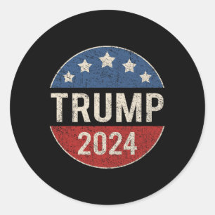 2024 Retro Campaign Button Re Elect President Trum Classic Round Sticker
