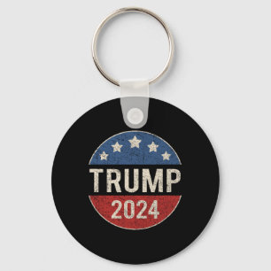 2024 Retro Campaign Button Re Elect President Trum Key Ring