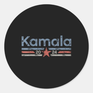 2024 Retro Grunge Stripes Vintage Kamala Harris 20 Classic Round Sticker