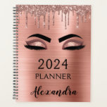2024 Rose Gold Blush Pink  Glitter Eyelashes Planner<br><div class="desc">2024 Rose Gold - Blush Pink Eyelashes Sparkle Glitter Monogram Name and Initial Spiral Notebook. This makes the perfect sweet 16 birthday,  wedding,  bridal shower,  anniversary,  baby shower or bachelorette party gift for someone that loves glam luxury and chic styles.</div>