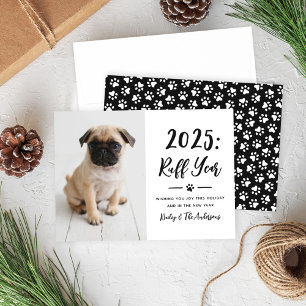 2024 Ruff Year Black and White Funny Dog Photo Holiday Card