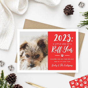 2024 Ruff Year Red Funny Dog Photo Holiday Card